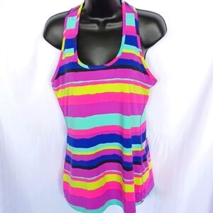 Lukka Multi Colored Striped Racerback Tank Top Size Medium